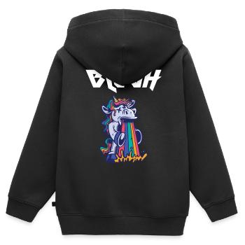 Blegh Heavy Metal Metalcore Licorne - Sweat Premium à capuche zippé enfant bio - noir - Dos - AI Model Kid Male (0cm)