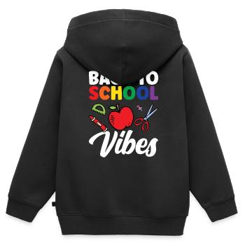 Back to School Vibes Back to School Back to School - Kids Premium Organic Zip-up Hoodie - black - Back - AI Model Kid Male (0cm)