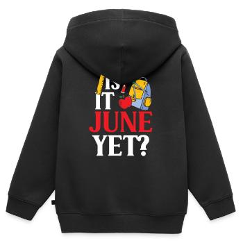 C’est déjà juin Rentrée Rentrée Rentrée - Sweat Premium à capuche zippé enfant bio - noir - Dos - AI Model Kid Male (0cm)