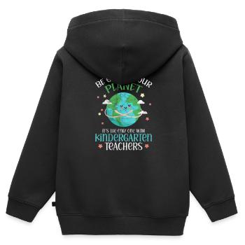 Kindergarten - Kinder Premium Organic Zip Hoodie - Schwarz - Hinten - AI Model Kid Male (0cm)