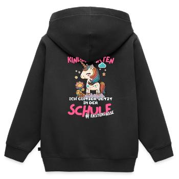 Schule Einhorn Einschulungsgeschenk für Mädchen - Kinder Premium Organic Zip Hoodie - Schwarz - Hinten - AI Model Kid Male (0cm)
