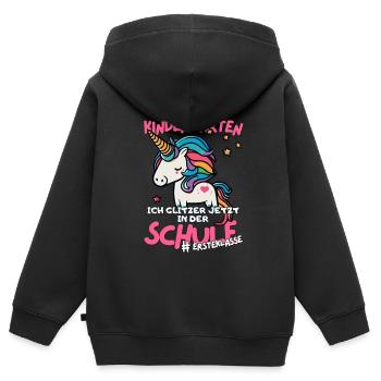 Magisches Einhorn Einschulungsgeschenk für Mädchen - Kinder Premium Organic Zip Hoodie - Schwarz - Hinten - AI Model Kid Male (0cm)