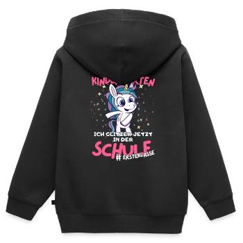 Schule Einhorn-Abschiedsgeschenk für Kitaabgänger - Kinder Premium Organic Zip Hoodie - Schwarz - Hinten - AI Model Kid Male (0cm)