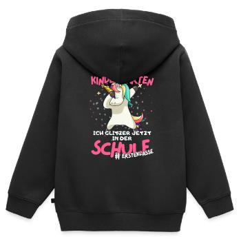Tschüss Kindergarten - Einhorn Edition für Mädchen - Kinder Premium Organic Zip Hoodie - Schwarz - Hinten - AI Model Kid Male (0cm)