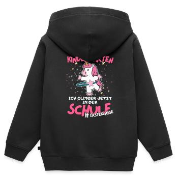 Süßes Einhorn Kitaabgägner Schulstart für Mädchen - Kinder Premium Organic Zip Hoodie - Schwarz - Hinten - AI Model Kid Male (0cm)