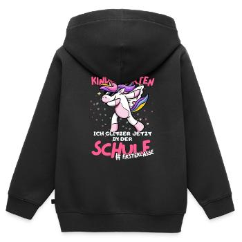 Magisches Einhorn Schulkind Design für Mädchen - Kinder Premium Organic Zip Hoodie - Schwarz - Hinten - AI Model Kid Male (0cm)