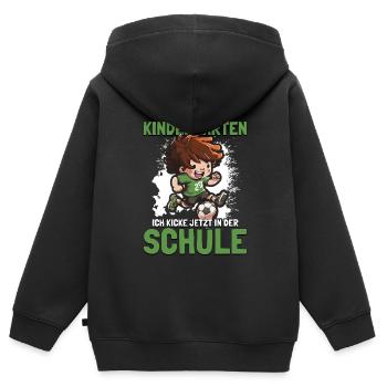 Bye Bye Kindergarten Fußball 1. Klasse Einschulung - Kinder Premium Organic Zip Hoodie - Schwarz - Hinten - AI Model Kid Male (0cm)
