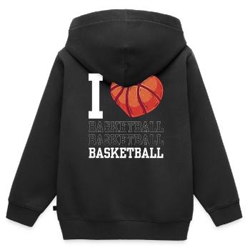 Ich Liebe Basketball Team Basketballspieler - Kinder Premium Organic Zip Hoodie - Schwarz - Hinten - AI Model Kid Male (0cm)