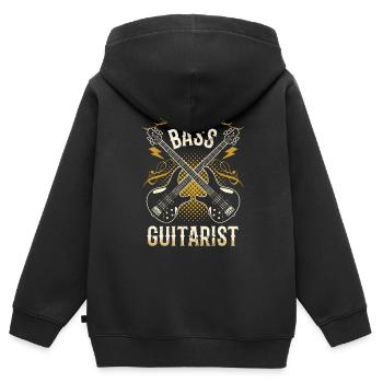 Guitariste Basse Bassiste Basse Musicien de guitare basse - Sweat Premium à capuche zippé enfant bio - noir - Dos - AI Model Kid Male (0cm)
