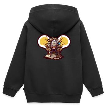 Livres Trône de Science - Athéisme athée - Sweat Premium à capuche zippé enfant bio - noir - Dos - AI Model Kid Male (0cm)