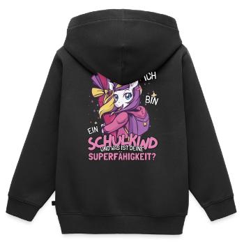 Schulkind Magisches Einhorn für Schulanfang Schule - Kinder Premium Organic Zip Hoodie - Schwarz - Hinten - AI Model Kid Male (0cm)