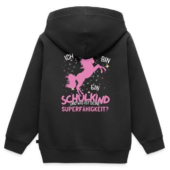 Schulkind Bye Bye Kindergarten Einhorn Outfit - Kinder Premium Organic Zip Hoodie - Schwarz - Hinten - AI Model Kid Male (0cm)