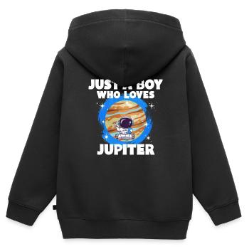 Planète Jupiter Cadeau - Sweat Premium à capuche zippé enfant bio - noir - Dos - AI Model Kid Male (0cm)