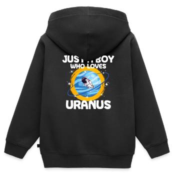 Cadeau de la planète Uranus - Sweat Premium à capuche zippé enfant bio - noir - Dos - AI Model Kid Male (0cm)