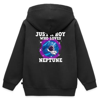Cadeau Neptune Planet - Sweat Premium à capuche zippé enfant bio - noir - Dos - AI Model Kid Male (0cm)