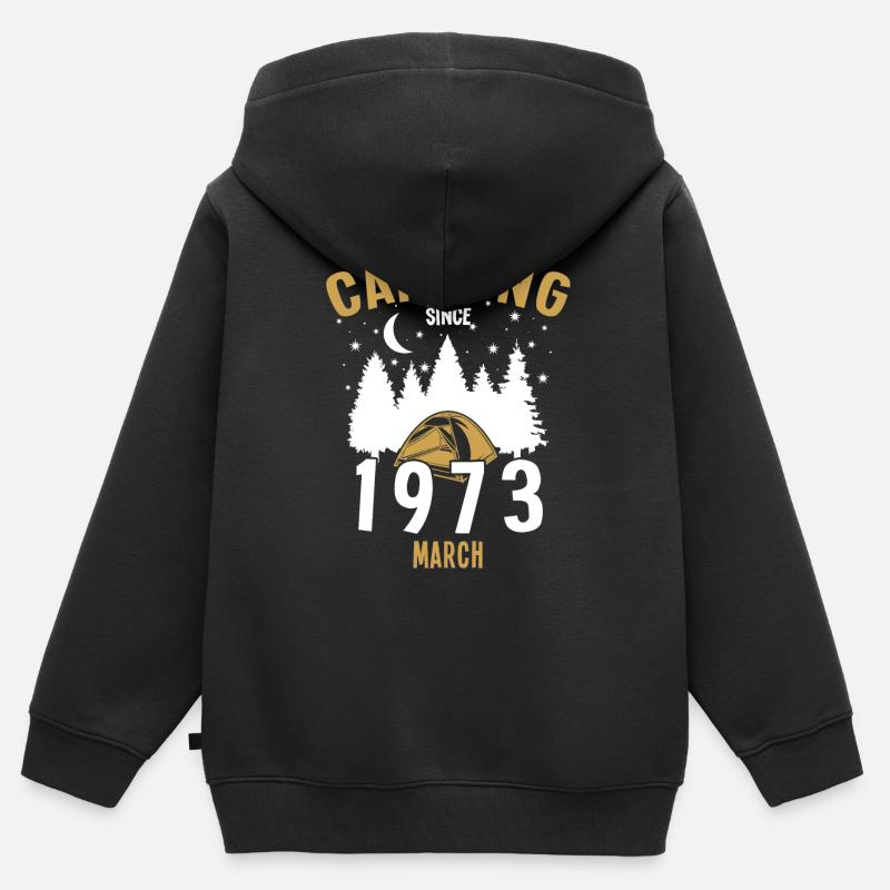 Geburtstag: Camping seit März 1973 Zelten - Kinder Premium Organic Zip Hoodie - Schwarz