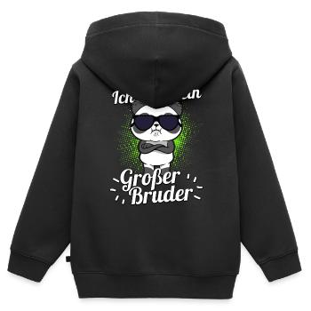 Panda Ich Werde Ein Großer Bruder Schwangerschaft - Kinder Premium Organic Zip Hoodie - Schwarz - Hinten - AI Model Kid Male (0cm)