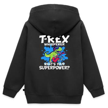 T-Rex - Sweat Premium à capuche zippé enfant bio - noir - Dos - AI Model Kid Male (0cm)