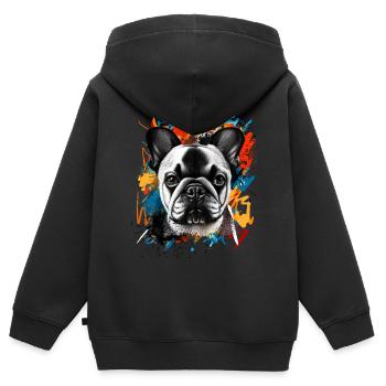 Bouledogue français - Sweat Premium à capuche zippé enfant bio - noir - Dos - AI Model Kid Male (0cm)