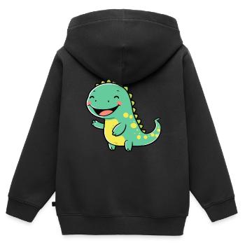 Niedlicher Cartoon-Dinosaurier für Dino-Fans - Kinder Premium Organic Zip Hoodie - Schwarz - Hinten - AI Model Kid Male (0cm)