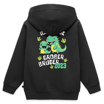 Ich werde großer Bruder 2023 Dino Brüder für Jungs - Kinder Premium Organic Zip Hoodie - Schwarz - Hinten - AI Model Kid Male (0cm)