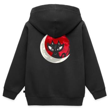 Schwarze Katze mit Mondsichel - Gothic Gothic - Kinder Premium Organic Zip Hoodie - Schwarz - Hinten - AI Model Kid Male (0cm)