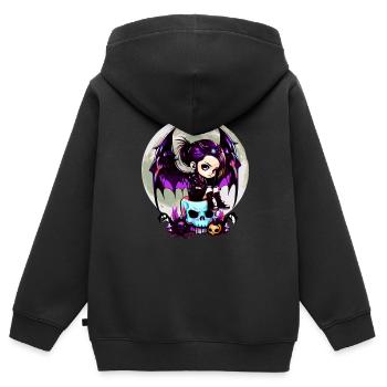 Niedlicher Goth Fledermausflügel Gothic Grufti - Kinder Premium Organic Zip Hoodie - Schwarz - Hinten - AI Model Kid Male (0cm)
