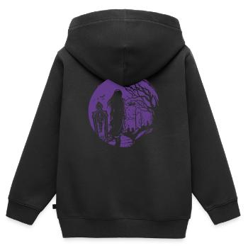 Goth geht über Friedhof - Gothic Grufti - Kinder Premium Organic Zip Hoodie - Schwarz - Hinten - AI Model Kid Male (0cm)