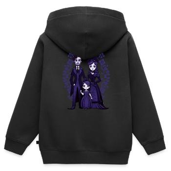 Famille gothique victorienne - gothique - Sweat Premium à capuche zippé enfant bio - noir - Dos - AI Model Kid Male (0cm)