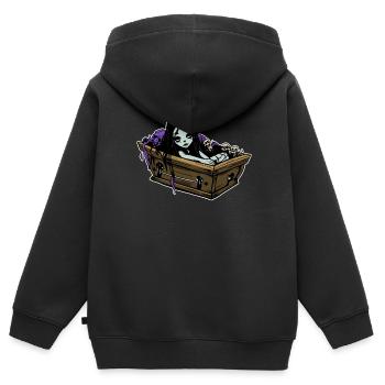 Romantischer Goth in Sarg - Gothic Emo Grufti - Kinder Premium Organic Zip Hoodie - Schwarz - Hinten - AI Model Kid Male (0cm)