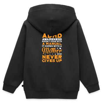 TDAH TDAH Cadeau de déficit de l’attention - Sweat Premium à capuche zippé enfant bio - noir - Dos - AI Model Kid Male (0cm)