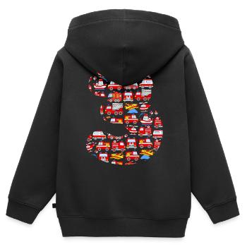 Fire Brigade Birthday 3 Years - Kids Premium Organic Zip-up Hoodie - black - Back - AI Model Kid Male (0cm)