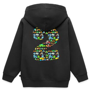 Traktoren Kleinkind Geburtstag 2 Jahre Trecker - Kinder Premium Organic Zip Hoodie - Schwarz - Hinten - AI Model Kid Male (0cm)