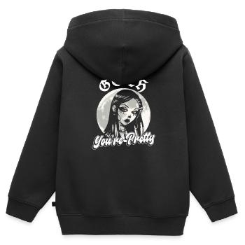 Goth You’re Pretty - Goth Gothic - Sweat Premium à capuche zippé enfant bio - noir - Dos - AI Model Kid Male (0cm)