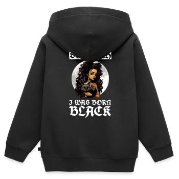 Si gothique, que je suis né noir - gothique - Sweat Premium à capuche zippé enfant bio - noir - Dos - AI Model Kid Male (0cm)
