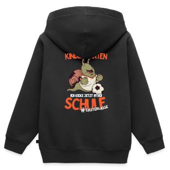 Tschüss Kindergarten ich kicke jetzt in der Schule - Kinder Premium Organic Zip Hoodie - Schwarz - Hinten - AI Model Kid Male (0cm)