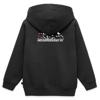 Steinmetzin Kollegin Schmetterlinge - Kinder Premium Organic Zip Hoodie - Schwarz - Hinten - AI Model Kid Male (0cm)
