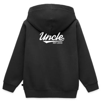 Oncle enceinte - Sweat Premium à capuche zippé enfant bio - noir - Dos - AI Model Kid Male (0cm)