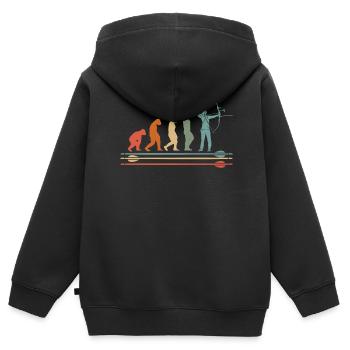 Bogenschütze Bogenschießen Evolution Vintage - Kinder Premium Organic Zip Hoodie - Schwarz - Hinten - AI Model Kid Male (0cm)