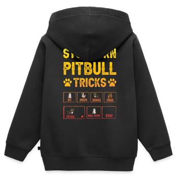 Astuces de pitbull tenaces - Sweat Premium à capuche zippé enfant bio - noir - Dos - AI Model Kid Male (0cm)