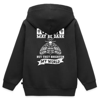 Goth sombre, mais illumine mon monde - Goth Moth - Sweat Premium à capuche zippé enfant bio - noir - Dos - AI Model Kid Male (0cm)
