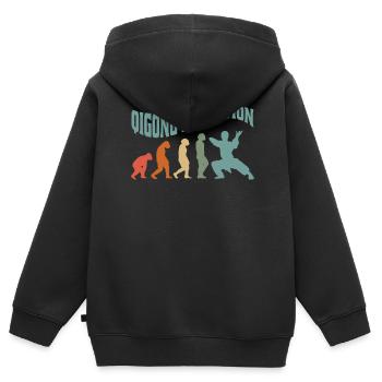 Qi-Gong Chigong Méditation Thaï-Chi Evolution - Sweat Premium à capuche zippé enfant bio - noir - Dos - AI Model Kid Male (0cm)
