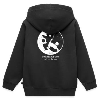 Qi-Gong Arts Martiaux Chigong Méditation Thai-Chi - Sweat Premium à capuche zippé enfant bio - noir - Dos - AI Model Kid Male (0cm)