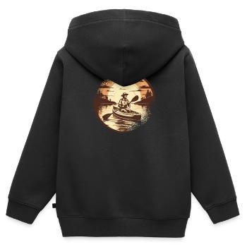 CANOË Kayak Canadier-Canoë Kayak Canoë-Canoë - Sweat Premium à capuche zippé enfant bio - noir - Dos - AI Model Kid Male (0cm)