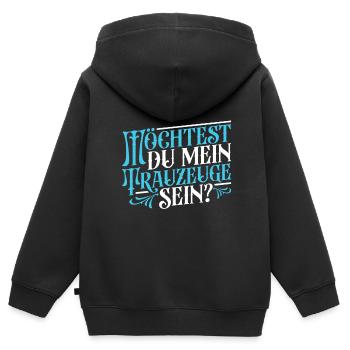Möchtest du mein Trauzeuge sein - Kinder Premium Organic Zip Hoodie - Schwarz - Hinten - AI Model Kid Male (0cm)