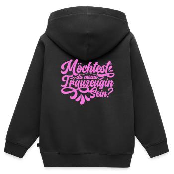 Möchtest du meine Trauzeugin sein - Kinder Premium Organic Zip Hoodie - Schwarz - Hinten - AI Model Kid Male (0cm)