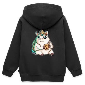 Biscuit licorne - Sweat Premium à capuche zippé enfant bio - noir - Dos - AI Model Kid Male (0cm)