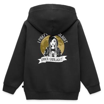 Mondlicht vor Sonnenlicht - Moontan Gothic Goth - Kinder Premium Organic Zip Hoodie - Schwarz - Hinten - AI Model Kid Male (0cm)