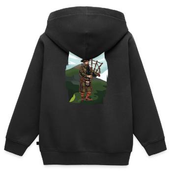 Cornemuse des Highlands écossais cornemuse - Sweat Premium à capuche zippé enfant bio - noir - Dos - AI Model Kid Male (0cm)