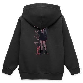 Gesugao Yandere Manga Anime Girl Character - Kids Premium Organic Zip-up Hoodie - black - Back - AI Model Kid Male (0cm)